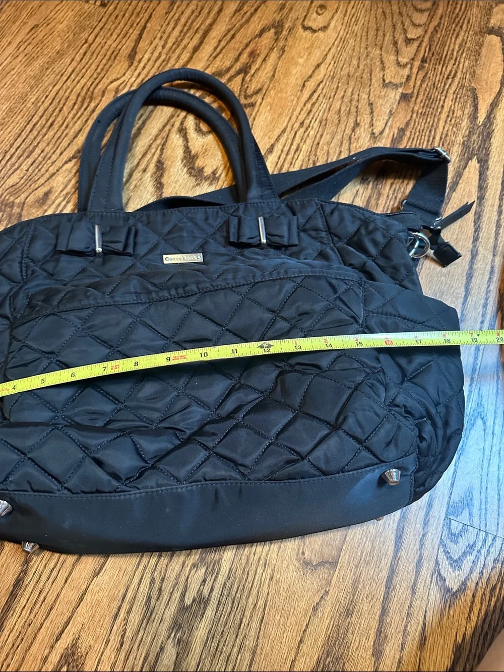 Storksak Black Quilted Tote with Logo Plate